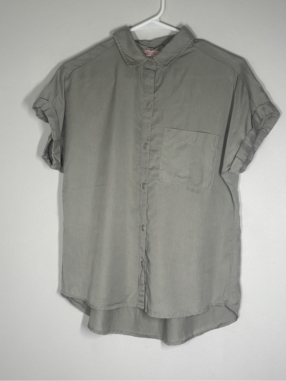 Coastal Comfort Muted Sage Green Lyocel Button up Top
